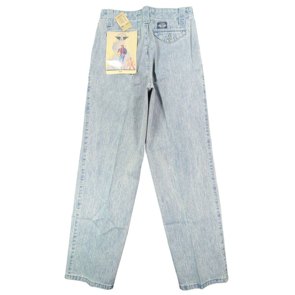 Dockers Vintage 90s Pleated Denim Pants Mens 30x32 Light Wash NWT Made in USA